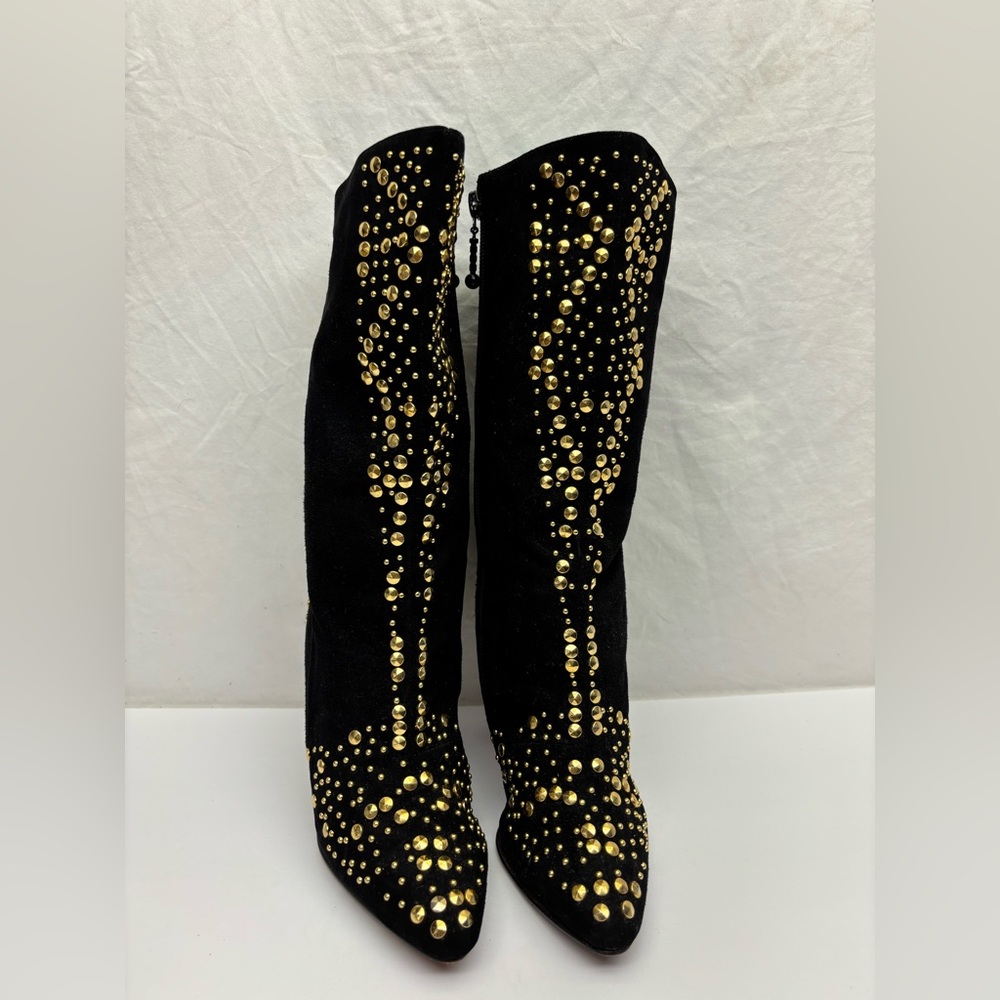 Fantasy Collection Black Studded Women's Boots, SZ 7
